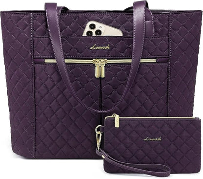 LOVEVOOK Laptop Bag for Women 17 inch, Diamond Quilted Work Tote Bags Womens by LOVEVOOK