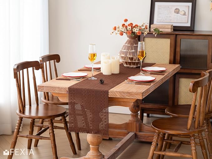 Boho Fall Table Runner Crochet for Home Kitchen Decor 13x72 Inch | 72 Inch Long - Image 6