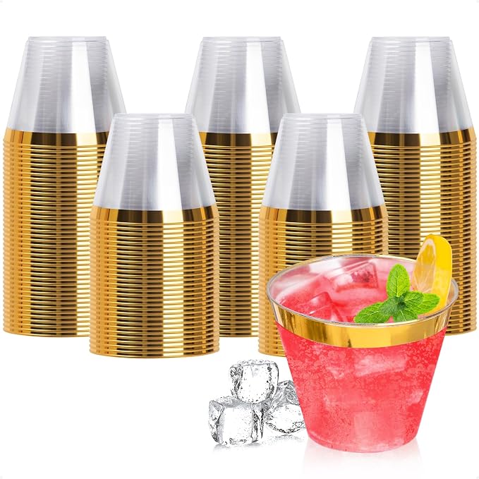 Goodluck 200PCS 9oz Gold Plastic Cups by GoodLuck