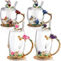 Nuanchu 4 Sets Flower Glass Tea Cups by Nuanchu
