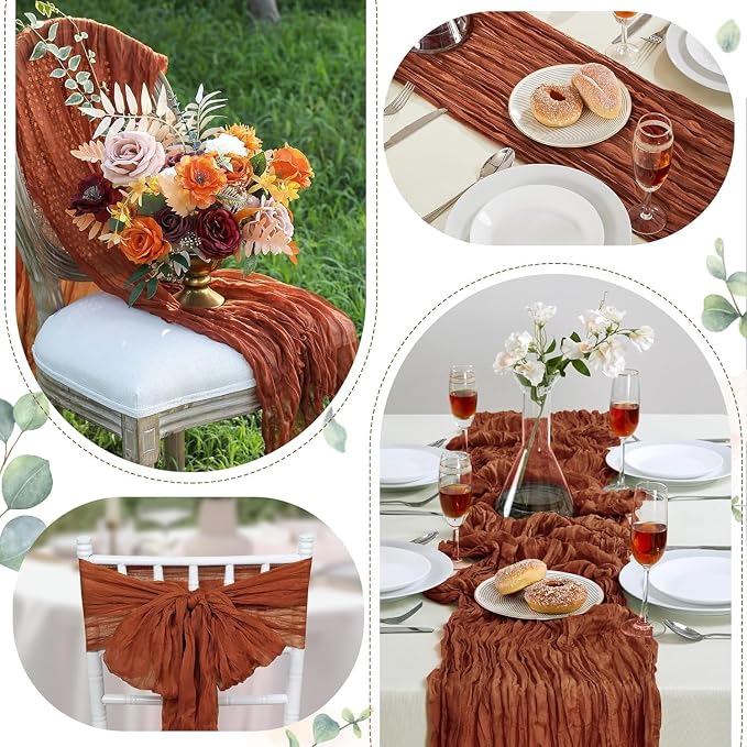 AGIRL 6 Pack Terracotta Cheesecloth Table Runner 10FT Fall Boho Home Decor | - Image 4