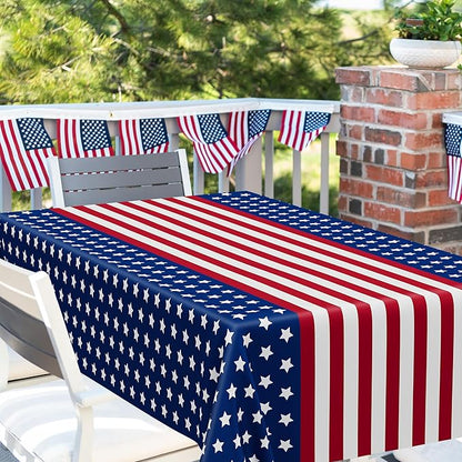 QZYL 3 Pack 4th of July Tablecloths, 54" x 108" Patriotic Plastic Tablecloth, Rectangle Fourth of July Table Cloth Red White Blue Tablecover, Patriotic Party Supplies Independence Day Decorations