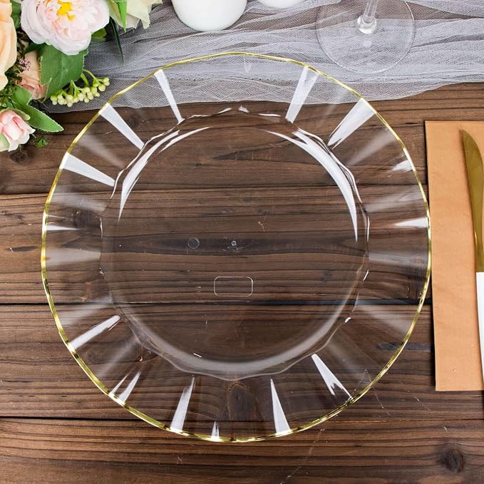 Efavormart 11" Dinner Plates – Set of 10 Plastic Clear Round Disposable Plates by efavormart