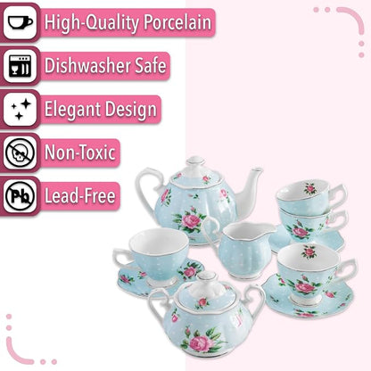BTaT- Floral Tea Sets for Adults, Service for 4, Pot & Cups - Image 4