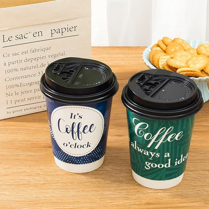 Disposable Coffee Cups with Lids 12 oz, 50 Pack Double-Walled Paper Coffee Cups - Image 2
