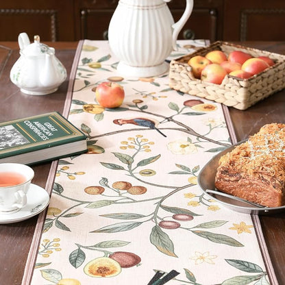 bilin gaier Designer Vintage Linen Small Table Runner, Floral Fruit Pattern - Image 6