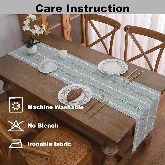 Gernaice Boho Table Runner, Embroidered Cotton Linen Farmhouse Table Runners - Image 5