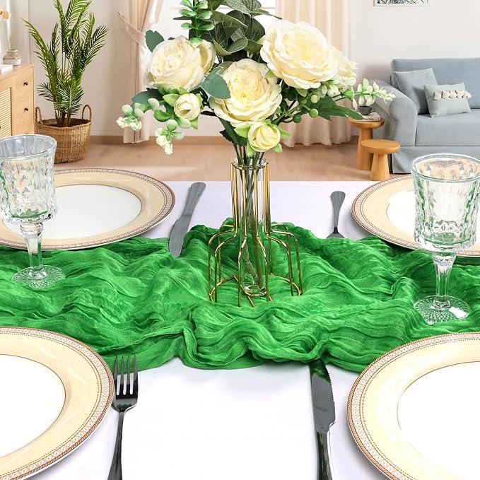 6 Pack 10Ft Green Cheesecloth Table Runner 23 x 120 Inch | Gauze Rustic Boho - Image 4