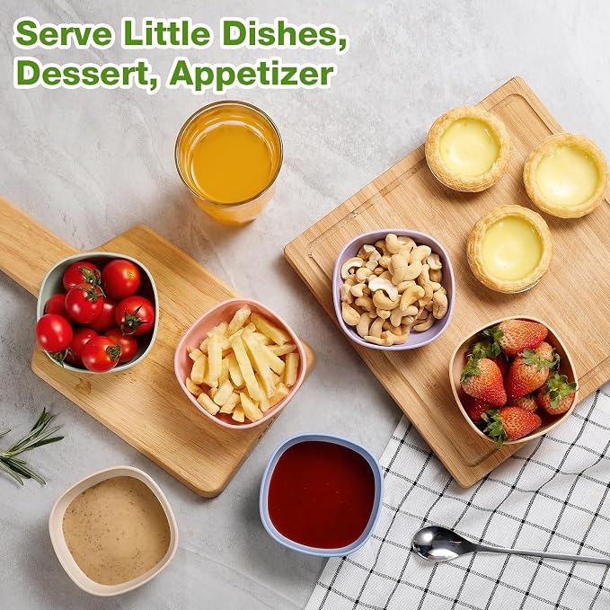 Hlukana 6 Pack Wheat Straw Soy Sauce Dishes, 4.5 OZ Small Dessert Bowls - Image 7