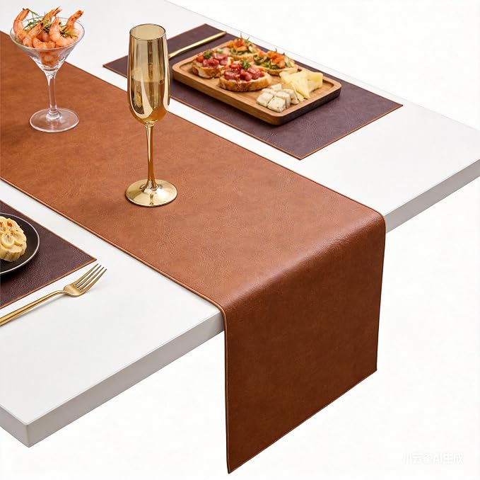 Double-Sided Faux Leather Table Runner, Waterproof Heat Resistant Non-Slip - Image 7