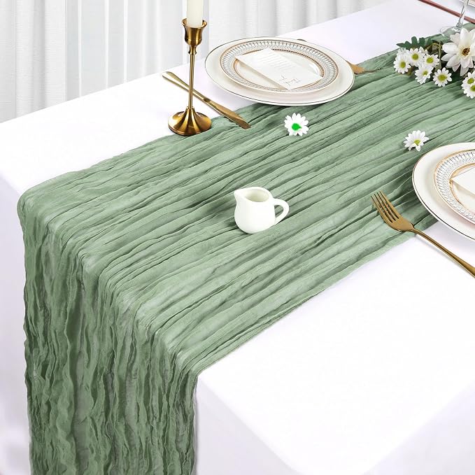 12 Pack Sage Green Cheesecloth Table Runner 10Ft Gauze Cheese Cloth Table - Image 3