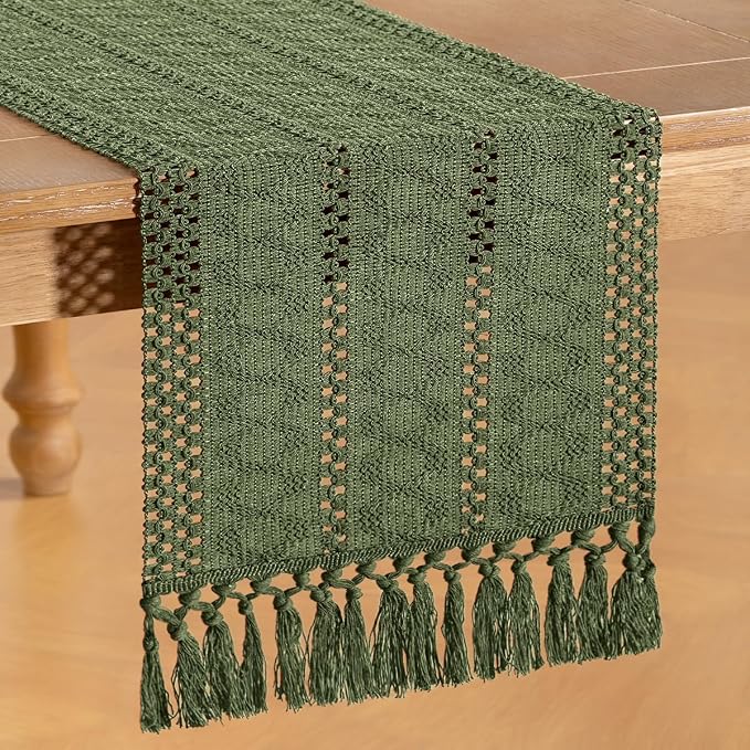 Boho Table Runner Summer Farmhouse Rustic Dining Dresser Scarf Home Decor | - Image 4