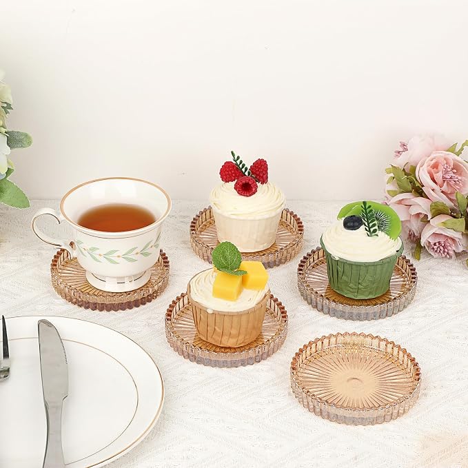 JUXYES Set of 8 Heat-Resistant Clear Glass Coaster - Image 8