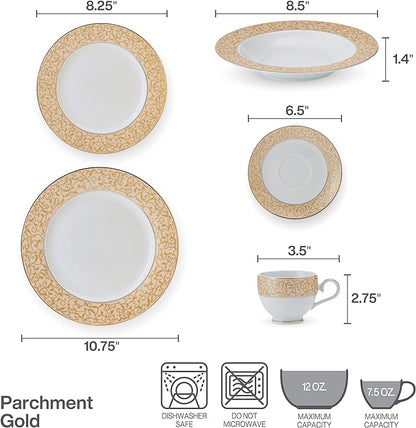 Mikasa Parchment Gold 40 Piece Dinnerware Set, Service for 8