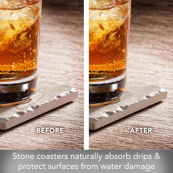 Thirstystone Fleur De Lis 4 Pack Tumbled Tile Stone Coasters | 4" Square - Image 3