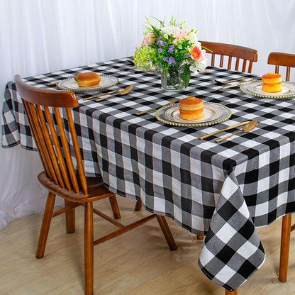 ShinyBeauty Checked Tablecloth Rectangle 54x80-Inch Black and White Buffalo - Image 4