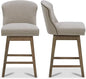 CHITA Counter Height Swivel Barstools, FSC Certified Upholstered Performance Fabric Bar Stools Set of 2, 26" Seat Height, Tan