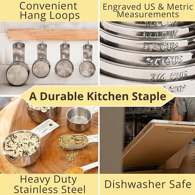 Measuring Cups and Spoons Set of 15, Stackable Cups, Long Handle - Image 2