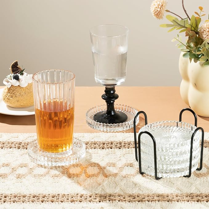 Modern Clear Coaster Set of 6- Glass Coasters - Image 2