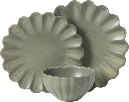 Gibson Elite Bistro Fleur Plates and Bowls Sets, 12-Piece Stoneware Dinnerware - Image 8