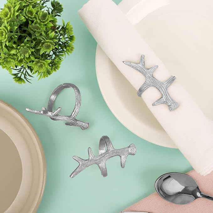 Set of 12 Antler Napkin Rings for Dining Table Décor - Image 3