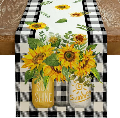 Sunflower Summer Table Runner 13x60 Inch, Kitchen Dining Table Decoration by GEEORY