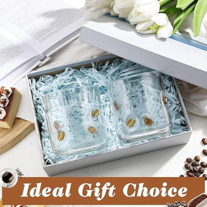 Icon Juice Glasses, 14oz Stemless Wine Drinking Juice Glass Cup for Valentine Party Supplies Gift(2 Pcs,Coffee Bean)