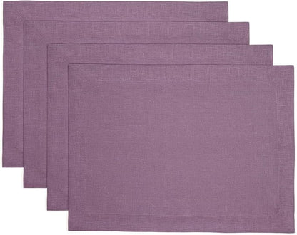 Solino Home Linen Placemats Set of 4 - Mulberry Placemats 14 x 19 Inch - 100% Pure Linen Table Place Mats for Valentines, Spring, Easter - Fete