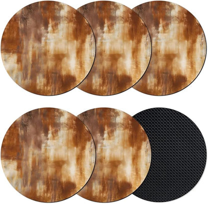 Burnt Orange Coasters Set of 6, Absorbent Coasters by Unknown
