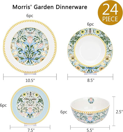 24-Piece Bone China Dinnerware Set in Gift Box, Service - Image 4