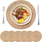 13.8'' Round Woven Placemats Set of 6, Boho Wicker Chargers, Terrekraft | by TerrekraftMakeLuxuryTraysAffordable