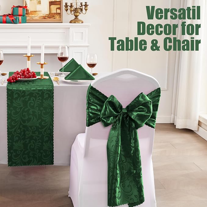 RUDONG M Satin Table Runners, 12 x 108 Inch, 2 Pack | Long Silky Damask - Image 6