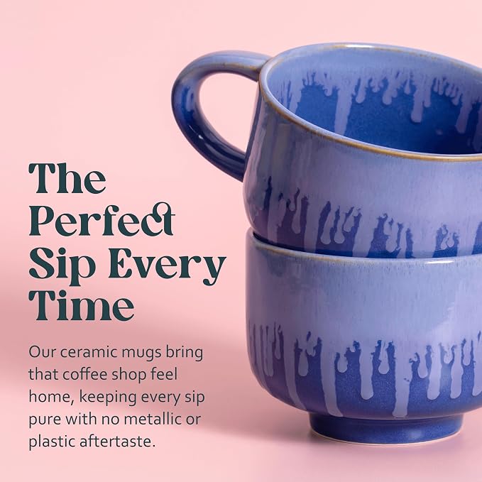 NOVA CERAMICS Blue Coffee Mug - 16 oz Ceramic Mug - Neptune | Blue Mug Style - - Image 5