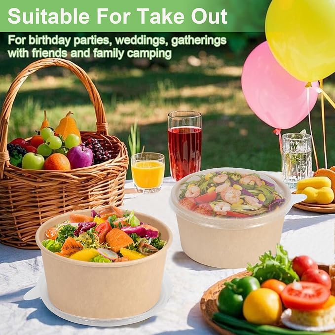 50 Pcs 32 Oz disposable meal prep containers，paper bowls - Image 5