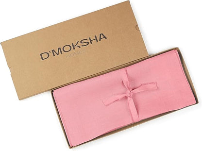 D'Moksha Homes Linen Dusty Pink Table Runner 72 Inches Long - 100% Pure Linen 14 x 72 Inch Table Runner for Dining, Valentines, Spring, Easter - Machine Washable