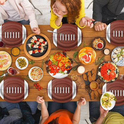 100Pcs Football Oval Paper Plates,10" x 12" Large Football Party Supplies, Disposable American Sport Platters,Rugby Bowls,Nacho Trays for Sports Event, Gameday, Carnivals, Birthday, Party Decor
