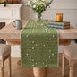 Artoid Mode Army Green Farmhouse Rustic Cotton Woven Table Runner, Seasonal by ArtoidMode