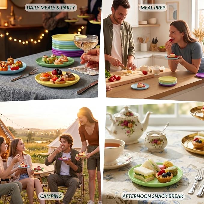 Mini Appetizer Plates 5.7-inch Wheat Straw Plates Set of 8 - Image 7