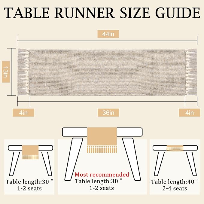 Boho Dresser Runner for Bedroom 36 Inch, Short Table Runner - Image 2
