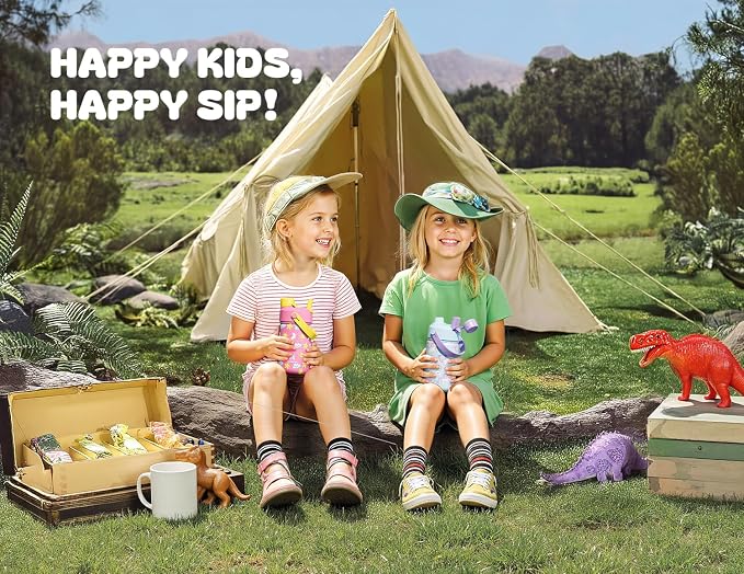 12 oz Kids Water Bottle for School: 2-in-1 Straw Spout Lid, Keep 24H Cold - Image 2