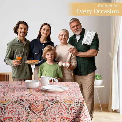 Maison d' Hermine Table Cloth Rectangle Table 100% Cotton 60 x 108 Inches Fall Tablecloth Reusable Everyday Use for Thanksgiving Christmas Decorations Dining Farmhouse Party (Damask)