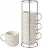 6 Oz Coffee Mugs with Stand, Stackable Coffee Cups Set of 4, Ceramic Espresso by Unknown
