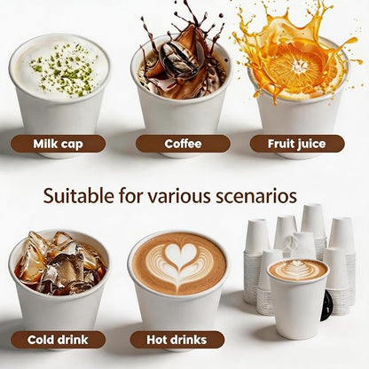 MOUMOULIFE Disposable Paper Coffee Cups 8 oz 500 Count Bulk, Leak-Proof White - Image 7