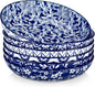 vancasso 50 oz Large Pasta Bowls Set of 6, Porcelain Serving Bowls, 9.5 Inch Wide Shallow Salad & Soup Bowls, Kitchen Pasta Plates, Microwave and Dishwasher Safe, Blue White Floral Design