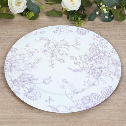 Efavormart 6 Pack Floral Acrylic Charger Plates in French Toile Pattern by efavormart