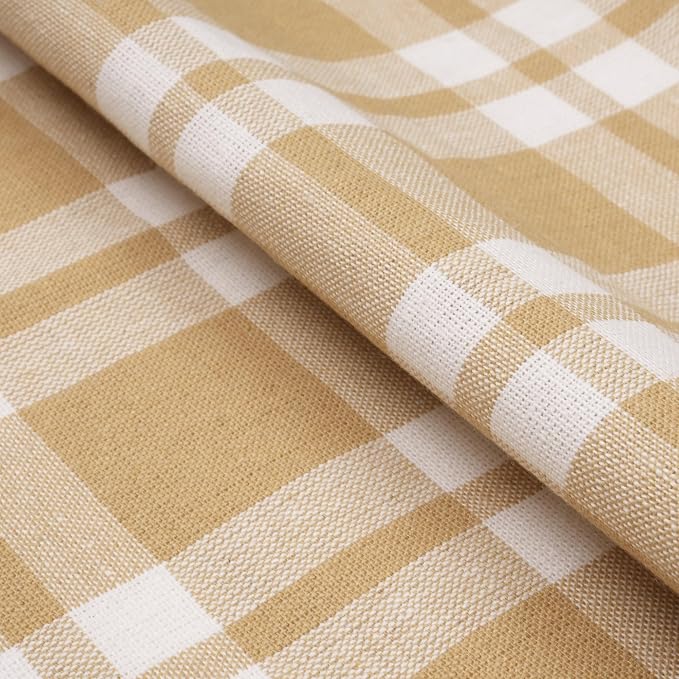 Encasa XO Table Runner, Woven Cotton Dining Runner 13"x94" Franca Beige Checks - Image 7
