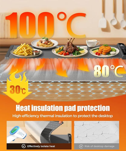 Warming Mat for Food, 26x15 Inch, Dark Grey, Fast Heat, Child Lock | Includes - Image 2