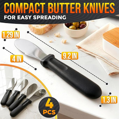 4 Pcs Butter Knives, 4 Inch Stainless Steel Blade | Butter Spreader Knives - Image 2