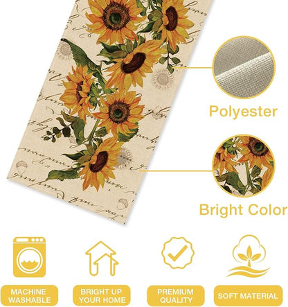 Seliem Fall Sunflowers Table Runner, Vintage Spring Summer Flower Home Kitchen - Image 2