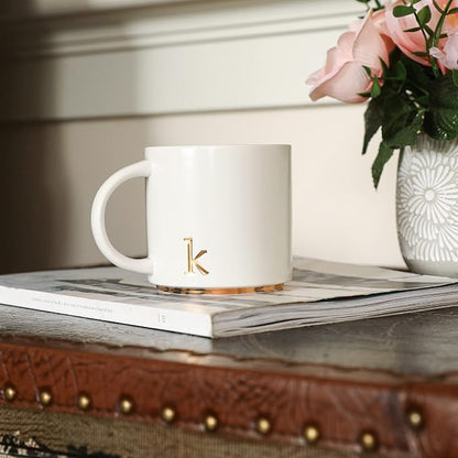 COLLECTIVE HOME Ceramic Coffee Mug, 15 oz Monogram Cup - Image 3